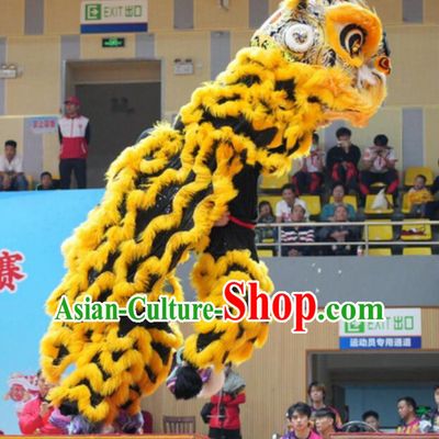 Handmade Lion Dance Costumes Golden Fur Fut San Lion Head Chinese Dancing Lion Equipment Complete Set