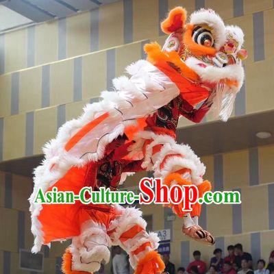Traditional Chinese Dancing Lion Equipment Clothing Handmade Fut San Lion Dance Costume Orange Lion Dance Head