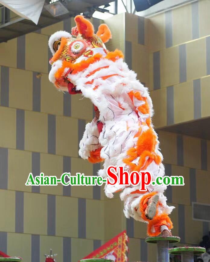 Traditional Chinese Dancing Lion Equipment Clothing Handmade Fut San Lion Dance Costume Orange Lion Dance Head