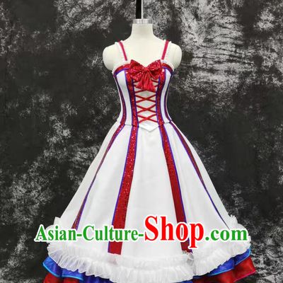 Christmas Performance Costume Flared Dress Women Opening Dance Show Attire
