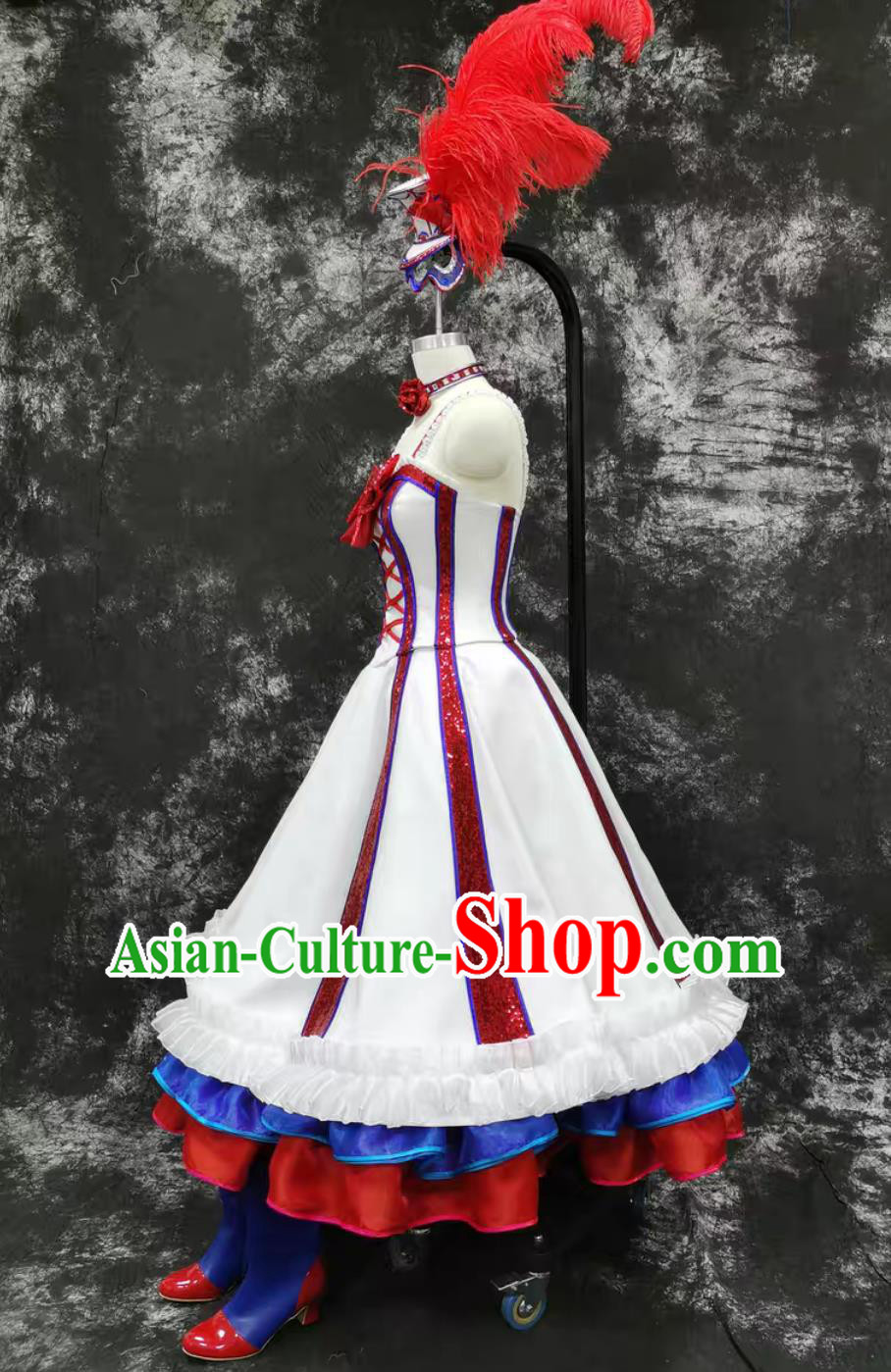 Christmas Performance Costume Flared Dress Women Opening Dance Show Attire