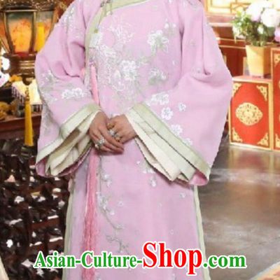 Manchu Gege Attire Ancient Qing Dynasty Court Women Costume Traditional Chinese Pink Embroidery Qipao Dress