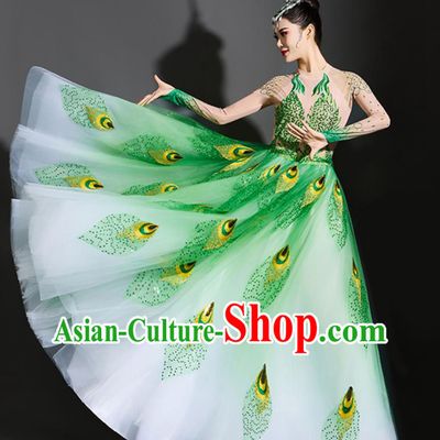 Peacock Dance Green Dress Yang Liping Spirit Of The Bird Performance Costume Women Dance Clothing