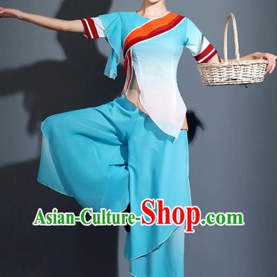 Rural Harvest Joy Yangko Dance Costume Festive Performance Clothing Women Chinese Folk Dance Blue Outfit