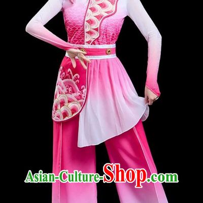 Chinese Classic Dance Costume Northern Shaanxi Yangko Dance Pink Outfit Elegant Fan Dance Performance Clothing