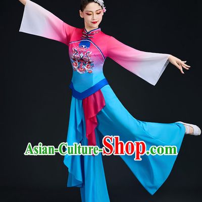 Northern Shaanxi Yulin Yangko Costume Yangge Dance Clothing Women Fan Umbrella Performance Outfit