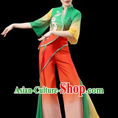 Jiaozhou Yangko Dance Performance Costume Women Group Dance Clothing Chinese Fan Dance Outfit