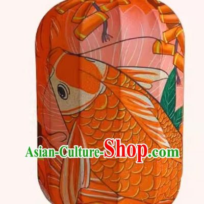 Chinese Style Lantern Waterproof Pendant Lantern Printed Red Koi Lamp