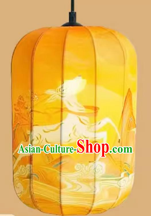 Waterproof Pendant Lantern Printed Elk Yellow Lamp Chinese Style Lantern Waterproof Pendant Lantern Printed Elk Yellow Lamp Chinese Style Lantern