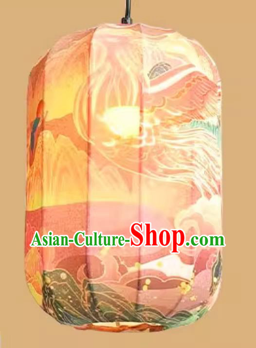 Printed Phoenix Pink Lamp Chinese Style Lantern Waterproof Pendant Lantern Printed Phoenix Pink Lamp Chinese Style Lantern Waterproof Pendant Lantern