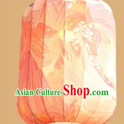 Waterproof Pendant Lantern Printed Koi Pink Lamp Chinese Style Lantern