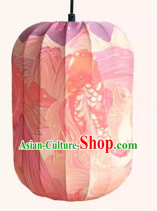 Waterproof Pendant Lantern Printed Koi Pink Lamp Chinese Style Lantern Waterproof Pendant Lantern Printed Koi Pink Lamp Chinese Style Lantern