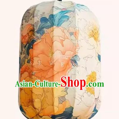 Chinese Style Lantern Waterproof Pendant Lantern Printed Peony Lamp