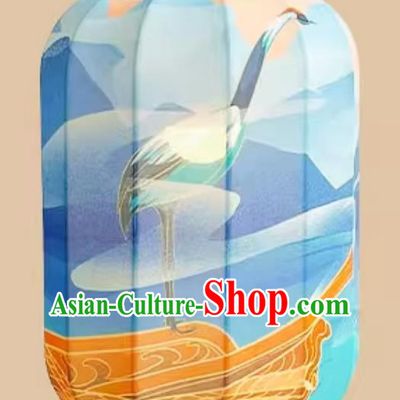 Chinese Style Lantern Waterproof Pendant Lantern Printed Crane Blue Lamp