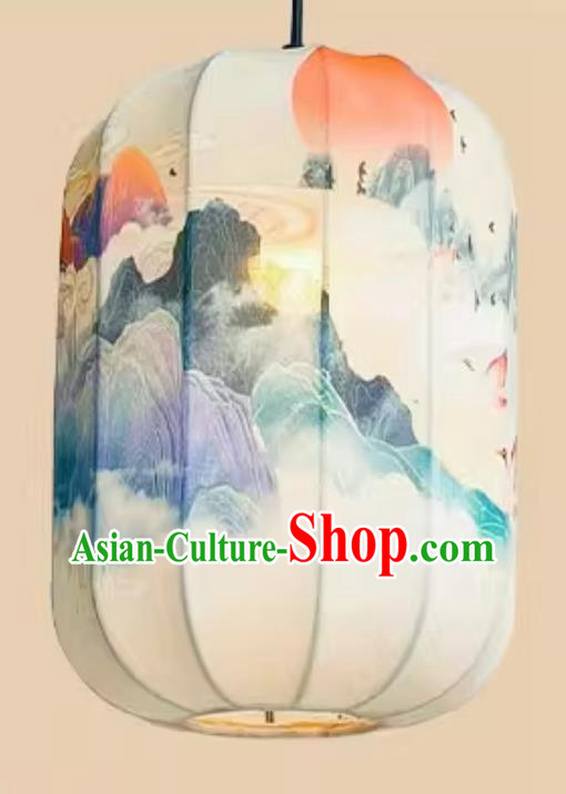 Printed Mountain and River Lamp Chinese Style Lantern Waterproof Pendant Lantern Printed Mountain and River Lamp Chinese Style Lantern Waterproof Pendant Lantern