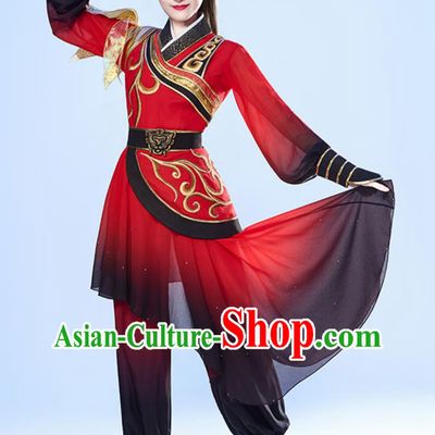 Chinese Style Drum Performance Costume Women Festive Powerful Folk Dance Outfit