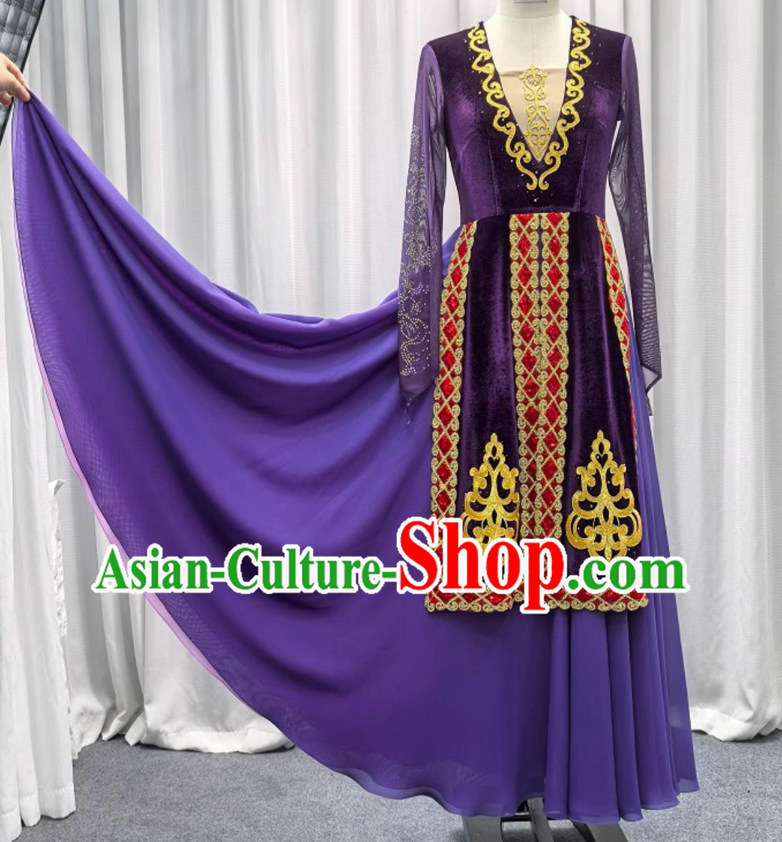 Xinjiang Dance Costume Women Uyghur Ethnic Minority Dance Large Swing Dress Xinjiang Dance Costume Women Uyghur Ethnic Minority Dance Large Swing Dress