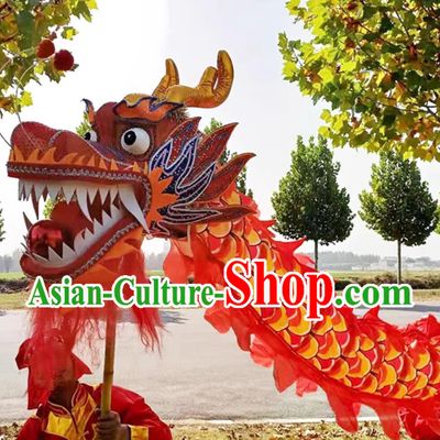 Red Chinese Traditional Dragon Dance Costumes Professional Lantern Festival Celebration Dragon Parade Clothing Complete Set