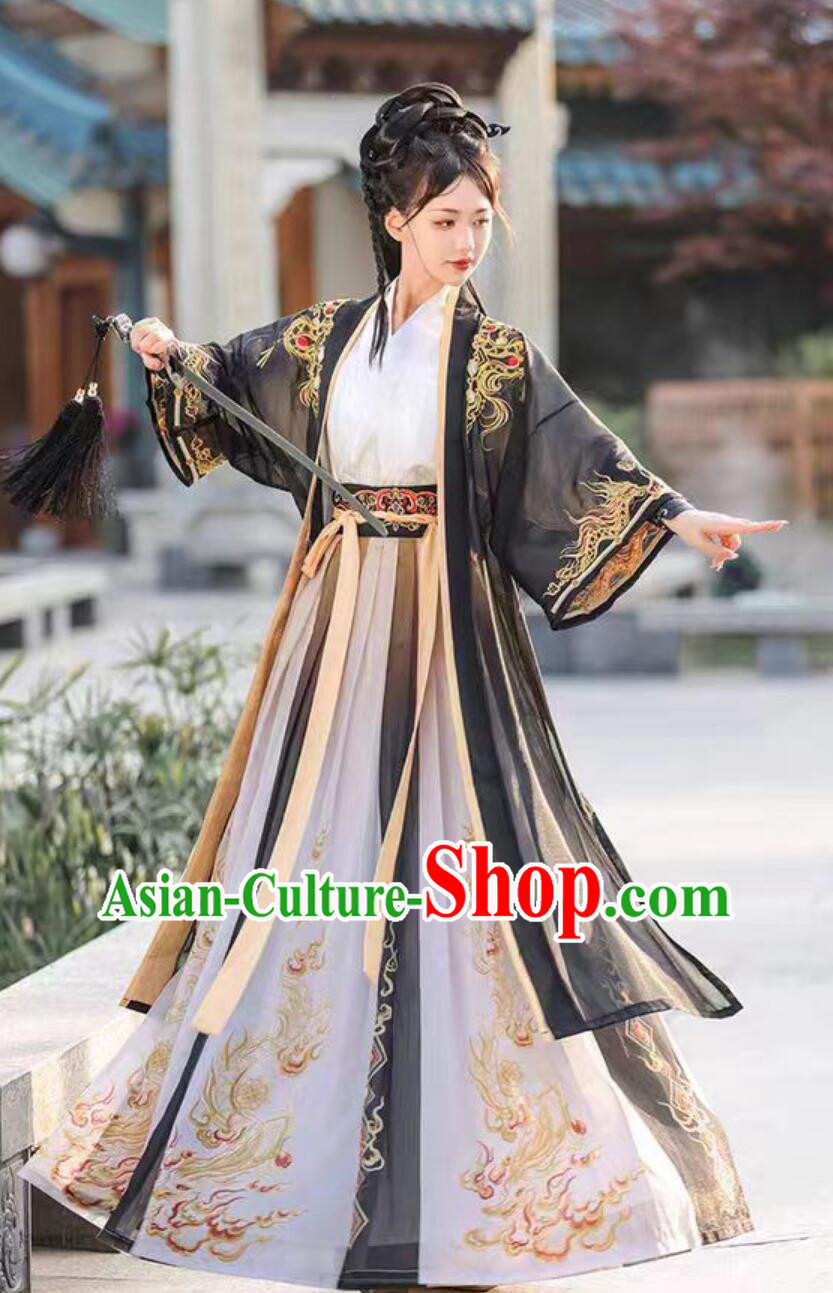 Chinese Song Dynasty Hanfu Traditional Wuxia Costumes Embroidery Swordswoman Clothing Chinese Song Dynasty Hanfu Traditional Wuxia Costumes Embroidery Swordswoman Clothing