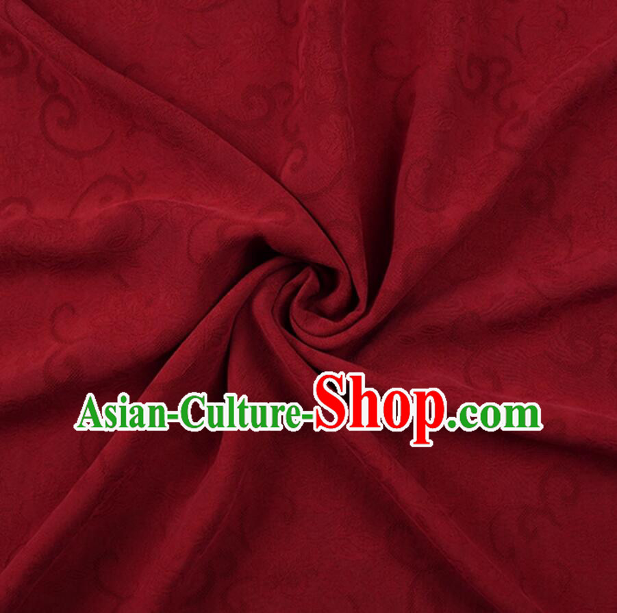 Chinese Silk Gauze Dark Red Jacquard Qipao Dress Fabric Classical Silk Material Chinese Silk Gauze Dark Red Jacquard Qipao Dress Fabric Classical Silk Material