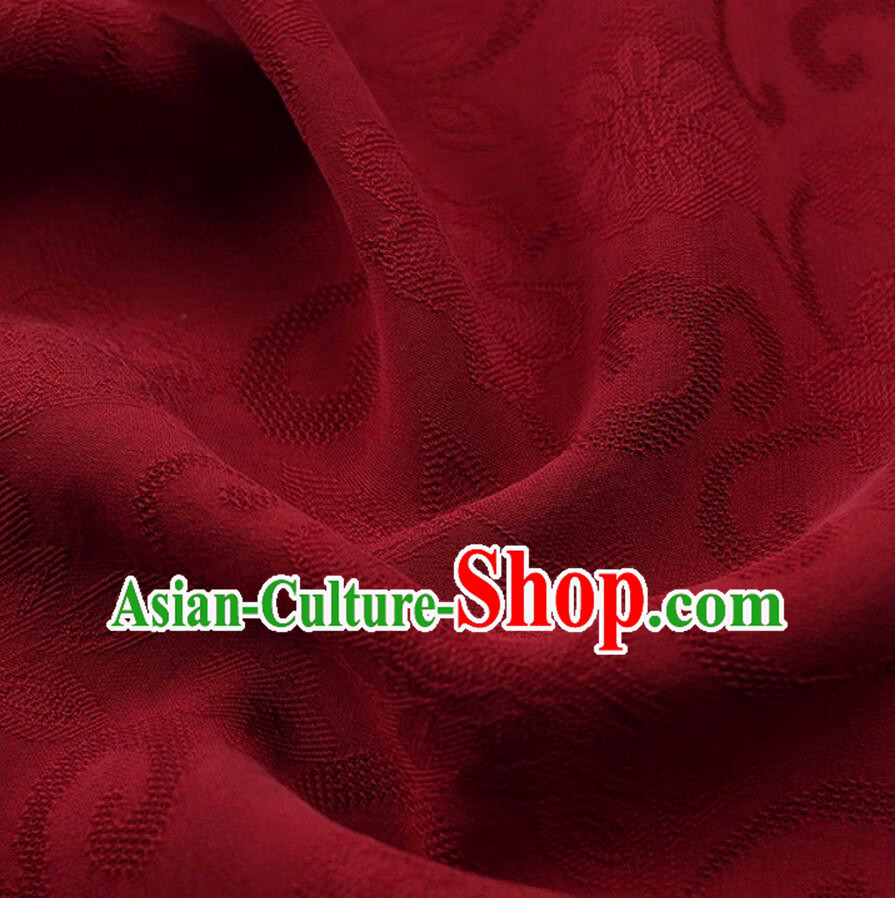 Chinese Silk Gauze Dark Red Jacquard Qipao Dress Fabric Classical Silk Material Chinese Silk Gauze Dark Red Jacquard Qipao Dress Fabric Classical Silk Material