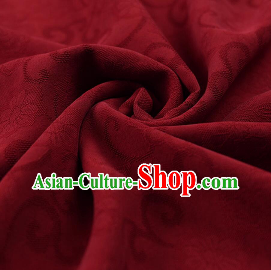Chinese Silk Gauze Dark Red Jacquard Qipao Dress Fabric Classical Silk Material Chinese Silk Gauze Dark Red Jacquard Qipao Dress Fabric Classical Silk Material