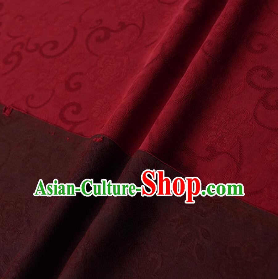 Chinese Silk Gauze Dark Red Jacquard Qipao Dress Fabric Classical Silk Material Chinese Silk Gauze Dark Red Jacquard Qipao Dress Fabric Classical Silk Material