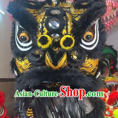 Traditional Dancing Lion Clothing Black Wool Lion Dance Costume Handmade Donghai Laofuzi Lion Dance Head Full Set