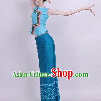 Chinese Dai Dance Performance Costume Women Ethnic Minority Clothing Xishuangbanna Peacock Dance Mermaid Skirt