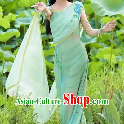 Ancient Chinese Costume Joy Of Heaven And Earth Seven Fairies Green Dress Chinese Xianxia Traditional Hanfu