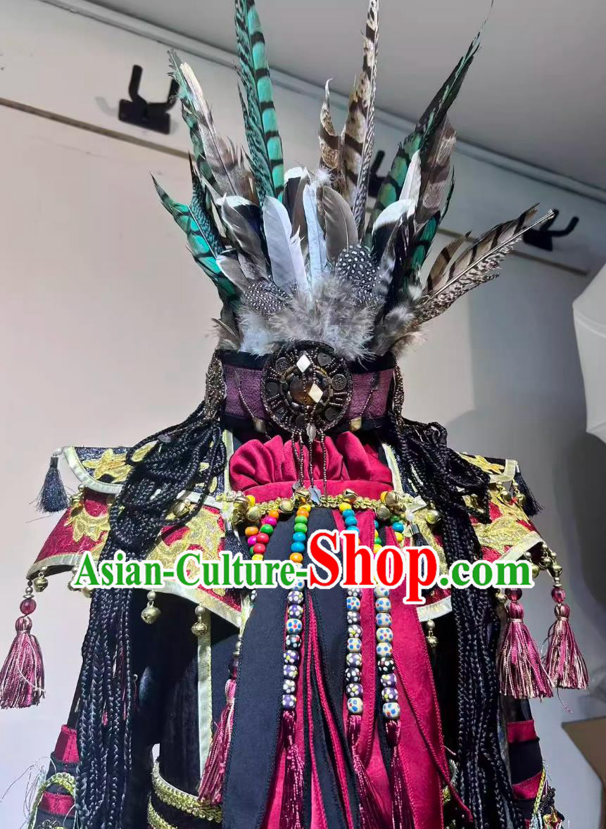 Cosplay Wizard Savage High Priest Costume Chinese Scenic Character Chi You Costume Cosplay Wizard Savage High Priest Costume Chinese Scenic Character Chi You Costume