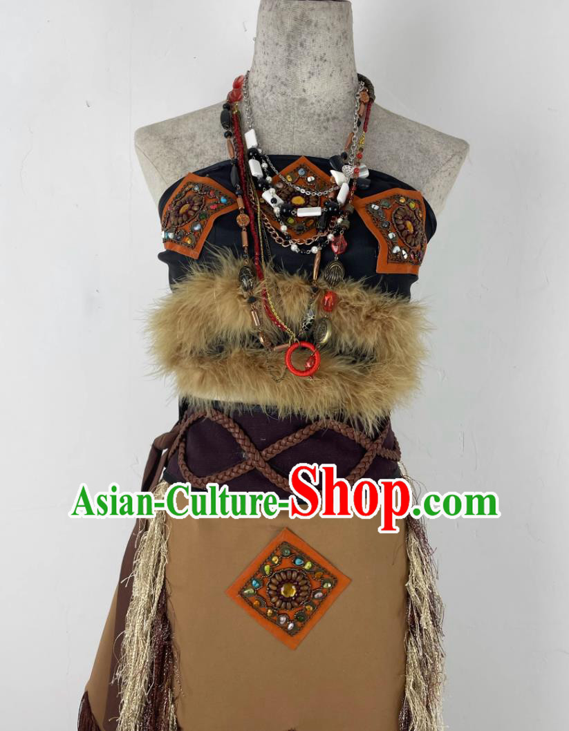 Cosplay Tribal Chief Clothing Woman Savage Costume Chinese Stone Age High Priest Dress