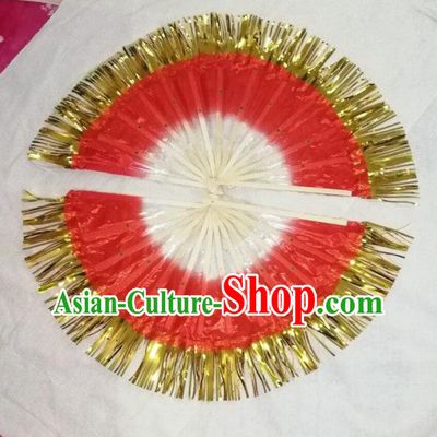 Chinese Folk Dance Fan Gold Tassel Fan Fan Dance Prop Square Dance Thread Fan