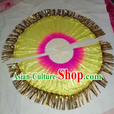 Square Dance Thread Fan Chinese Folk Dance Fan Gold Tassel Fan Fan Dance Prop