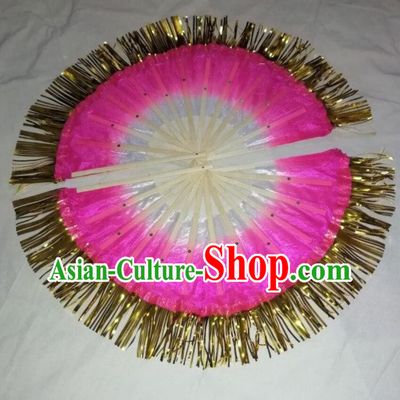 Gold Tassel Fan Square Dance Thread Fan Chinese Folk Dance Fan Pink Fan Dance Prop
