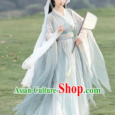 Film And Television Drama Ancient Princess Costume Traditional Xianxia Fairy Blue Dress Chinese Han Dynasty Clothing
