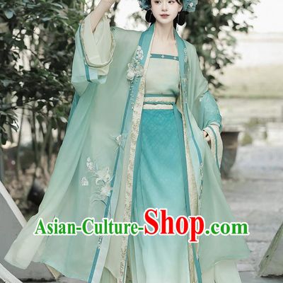 Traditional Embroidered Green Hanfu Dress Chinese Song Dynasty Women Clothing Film And Television Drama Ancient Princess Costume