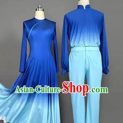 Blue Dance Choir Costume Red Song Group Performance Clothing for Women for Men