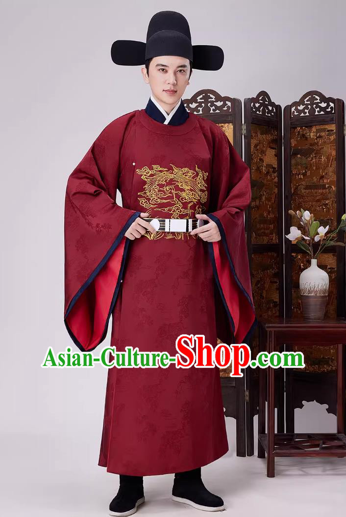 Ancient Chinese Male Costume Ming Dynasty Hanfu Official Round Collar Robe Traditional Wedding Clothing Ancient Chinese Male Costume Ming Dynasty Hanfu Official Round Collar Robe Traditional Wedding Clothing