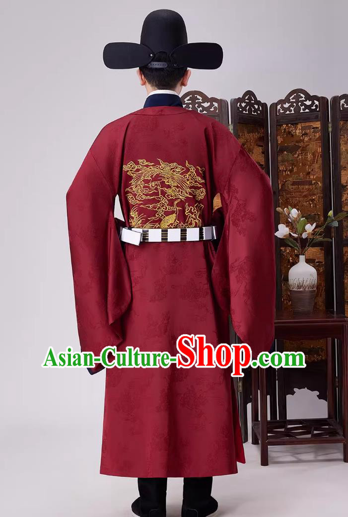 Ancient Chinese Male Costume Ming Dynasty Hanfu Official Round Collar Robe Traditional Wedding Clothing Ancient Chinese Male Costume Ming Dynasty Hanfu Official Round Collar Robe Traditional Wedding Clothing