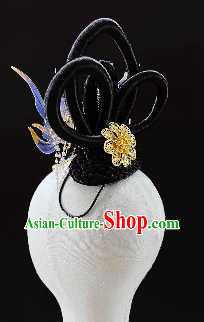 Chinese Ancient Mermaid Hair Crown Hanfu Catwalk Dance Performance Headpiece Classical Dance Headdress Chinese Ancient Mermaid Hair Crown Hanfu Catwalk Dance Performance Headpiece Classical Dance Headdress