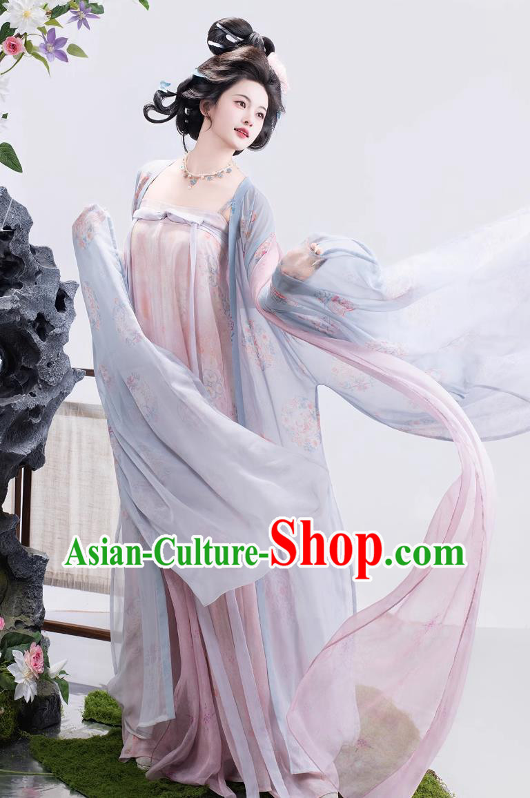 Hanfu Restoration Tang Dynasty Style Slim High Waist Ruqun Broad Sleeve Gown Hanfu Restoration Tang Dynasty Style Slim High Waist Ruqun Broad Sleeve Gown