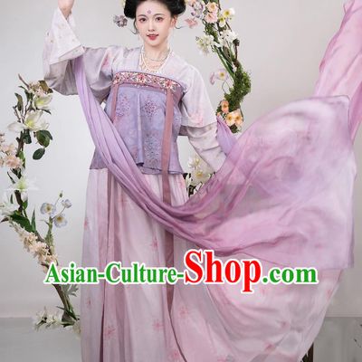 Traditional Tang Dynasty Ruqun Ancient Chinese Royal Princess Costumes Purple Hanfu Dress