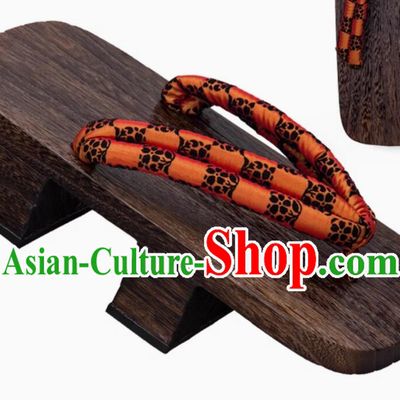 Handmade Wooden Japanese Sandals Asian Japan Geta Shoes Traditional Japanese Orange Clogs