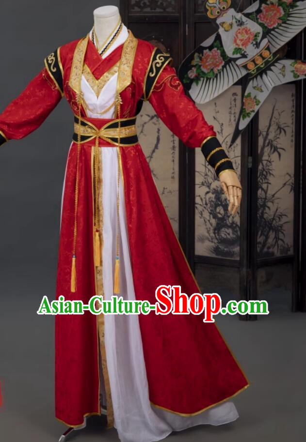 Ancient Chinese Swordsman Costume Super Hero Red Outfit Cosplay Gavin Splendid Glimpse Clothing Ancient Chinese Swordsman Costume Super Hero Red Outfit Cosplay Gavin Splendid Glimpse Clothing
