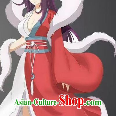 Chinese Cartoon Fox Spirit Matchmaker Tushan Yaya Costume Ancient Fairy Red Hanfu Dress