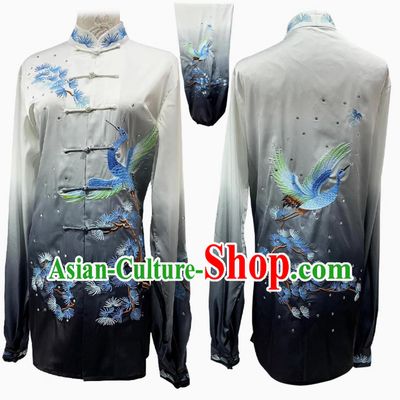 Top Pine and Crane Embroidery Tai Chi Costume Taijiquan Suit Ba Duan Jin Training Uniform Martial Art Competition Clothing