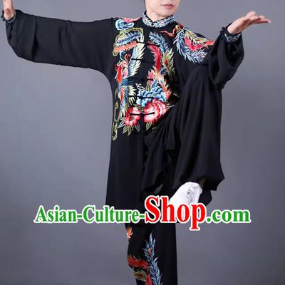 Chinese Martial Art Competition Clothing Top Phoenix Embroidery Tai Chi Costume Taijiquan Suit Ba Duan Jin Training Uniform