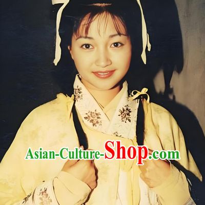Chinese TV Series Return Of The Condor Heroes Guo Xiang Replica Costume Ancient China Swordswoman Light Yellow Dress