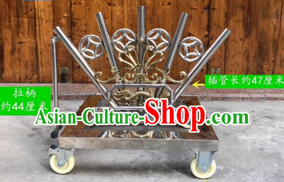 Professional Lion Dance Flags Shelf Handmade Stainless Steel Stand with Handle Professional Lion Dance Flags Shelf Handmade Stainless Steel Stand with Handle